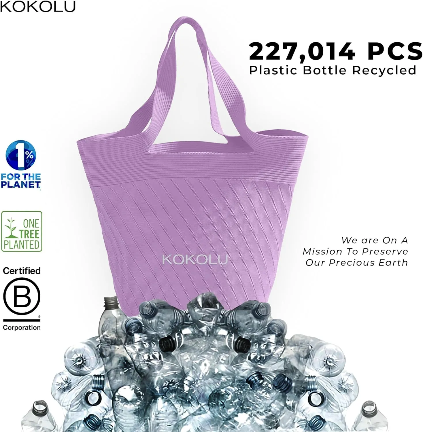Ultra Lightweight Tote Bag For Women (18.7 x 8.5) - Upcycled Flexible Machine Washable Shopping Tote Bag For Women