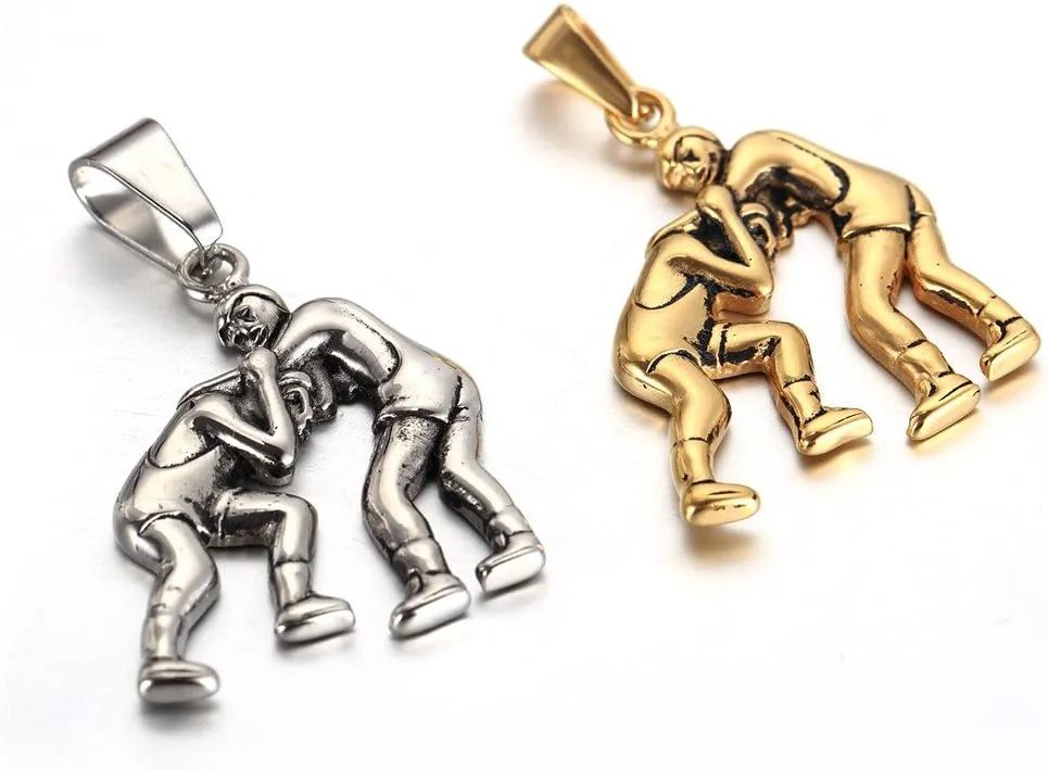 Unisex Stainless Steel Wrestling Match Pendant Sport Necklace