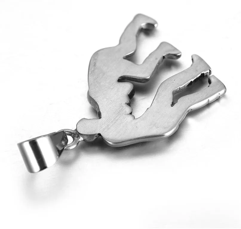 Unisex Stainless Steel Wrestling Match Pendant Sport Necklace
