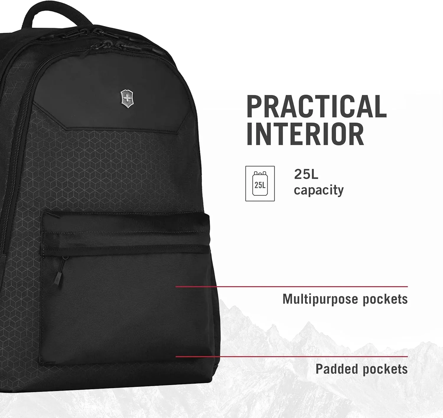 Victorinox Altmont Original Standard Backpack - Modern Backpack to Hold Travel Accessories - Comfortable Bag with Airflow - 25 Liters, Black