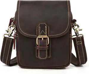 Vintage Leather Waist Bag Outdoor Multi-Functional Men's Messenger Bag Shoulder Bag Casual Wear Belt Bag (Color : A)