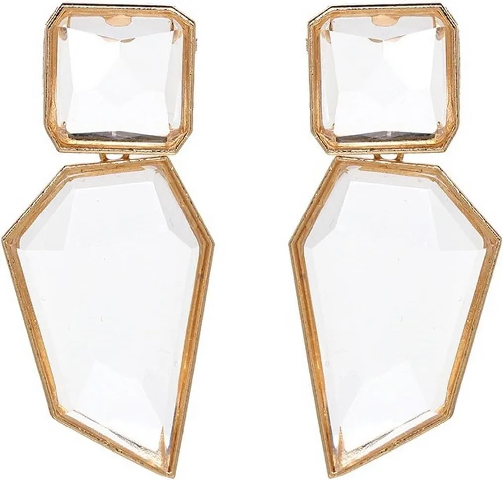 Vintage Thick Irregular Resin Metal Large Geometric Earrings for Women Acrylic Abstract Unique Boho Earrings Statement Fashion Stylish Jewelry Modern Chunky Earrings