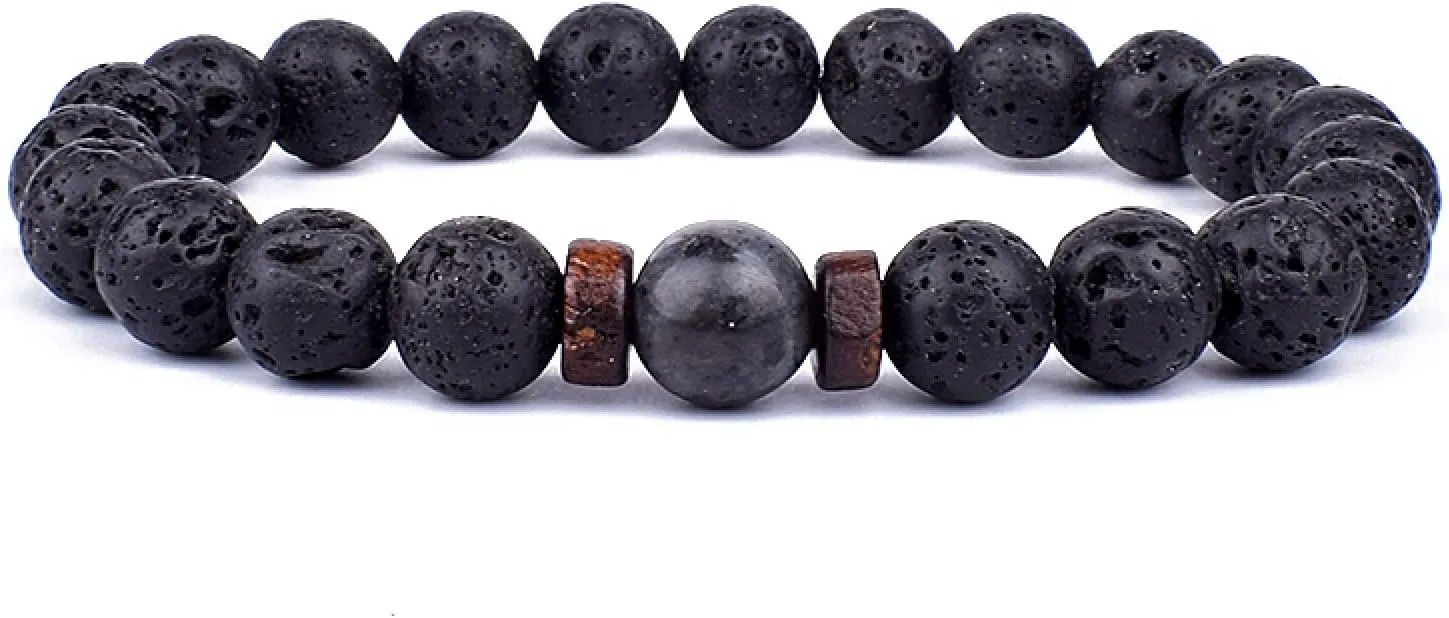 Volcanic Stone Bracelet for Men Lava Wooden 8mm Beads Bracelet Buddha Wrist Chain Women Men Jewelry Gift New Bracelets