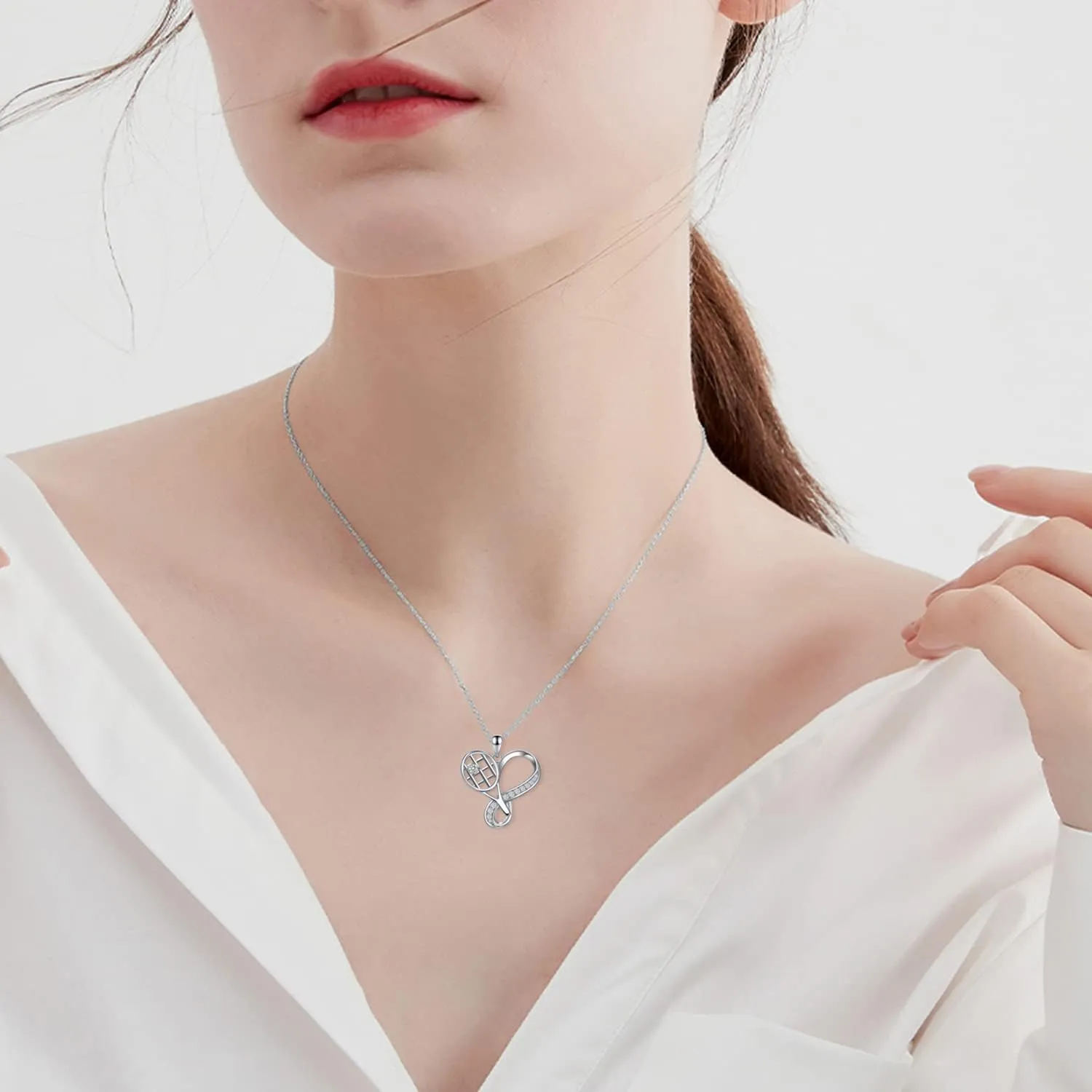 Volleyball/Tennis/Soccer/Basketball/Pcikleball/Baseball Necklace 925 Sterling Sliver Sport Necklace for Women Sport Jewelry Gifts for Sports Fans