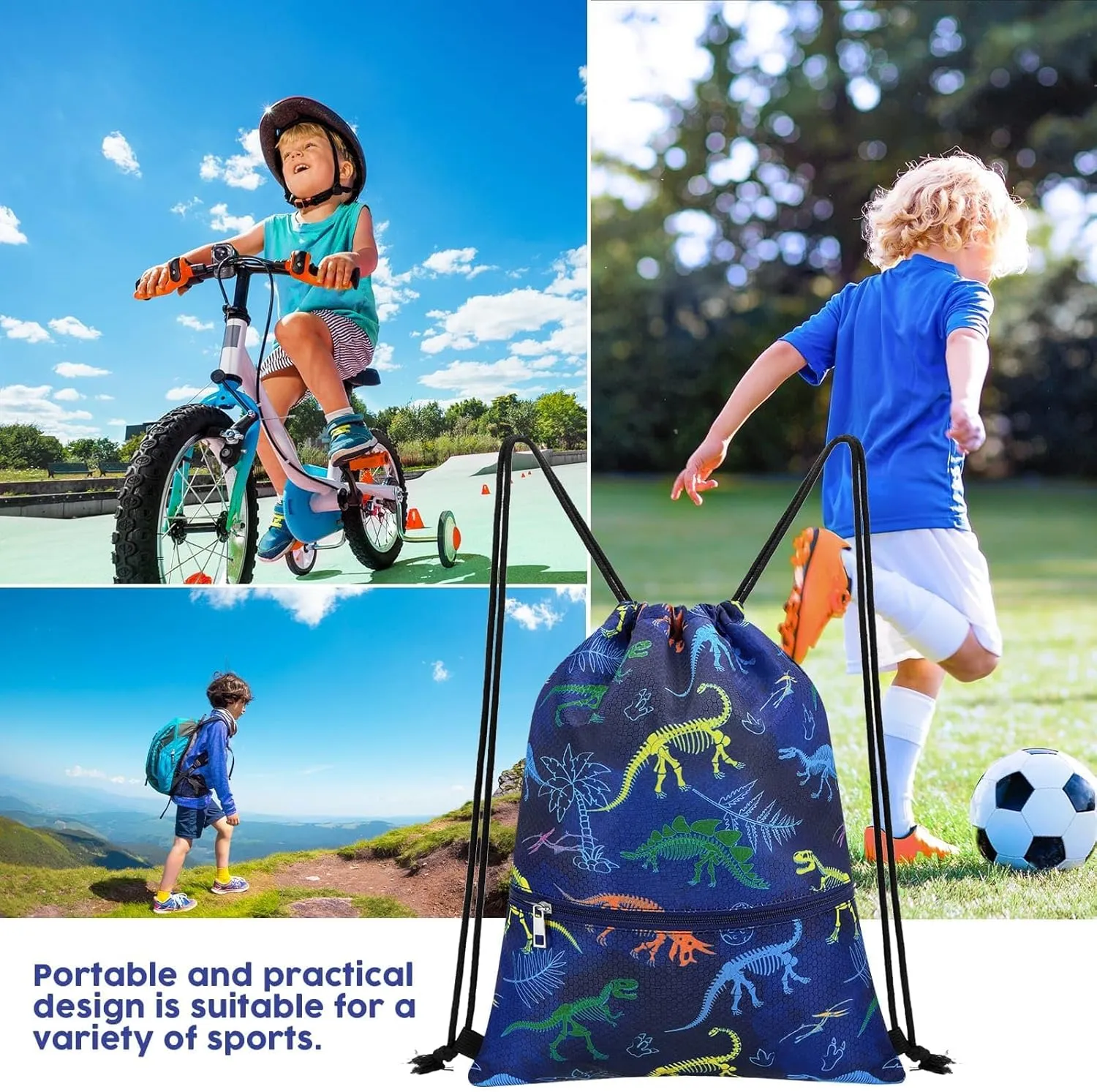 WAWSAM Drawstring Backpack - Drawstring Bags for Kids Swim Bag for Beach