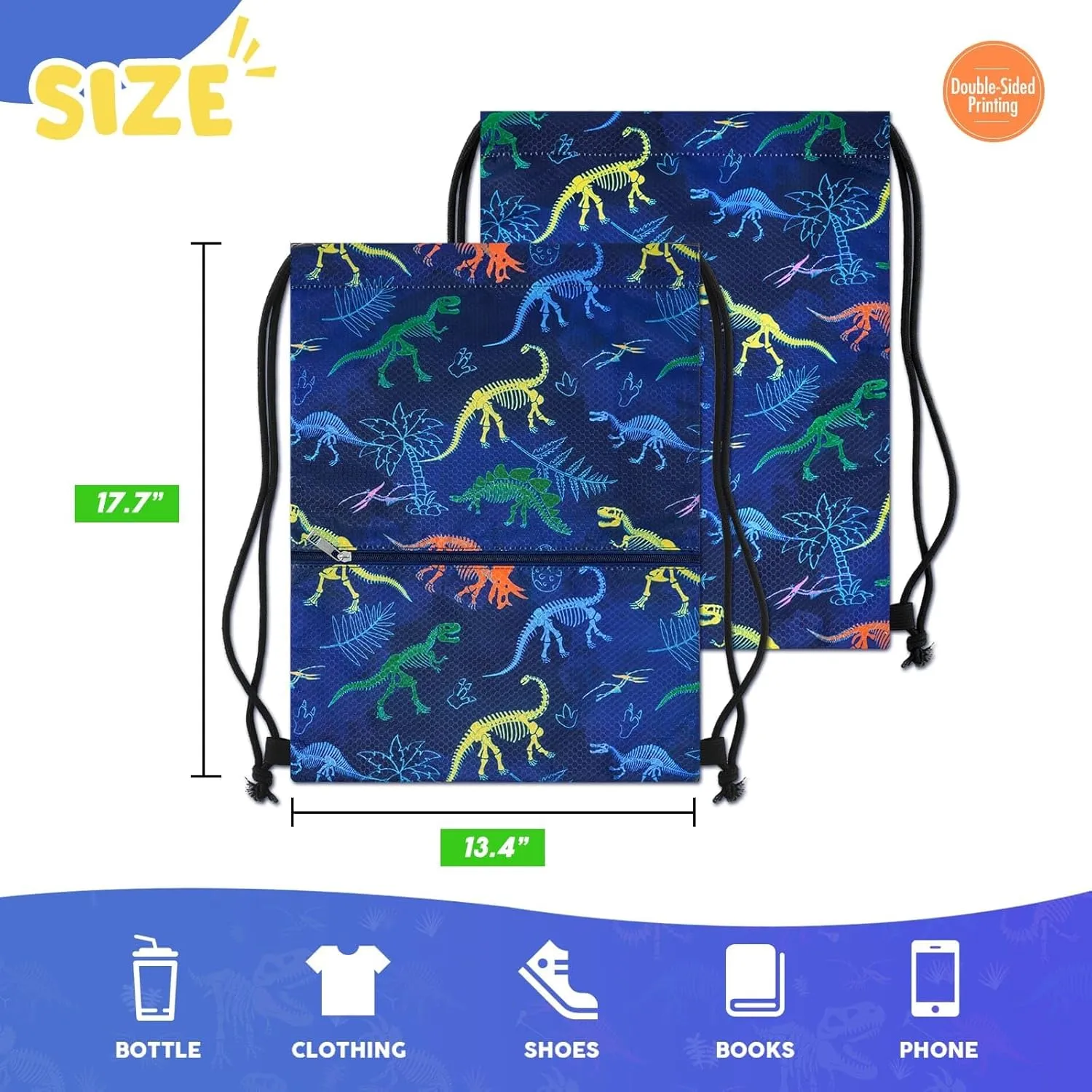 WAWSAM Drawstring Backpack - Drawstring Bags for Kids Swim Bag for Beach