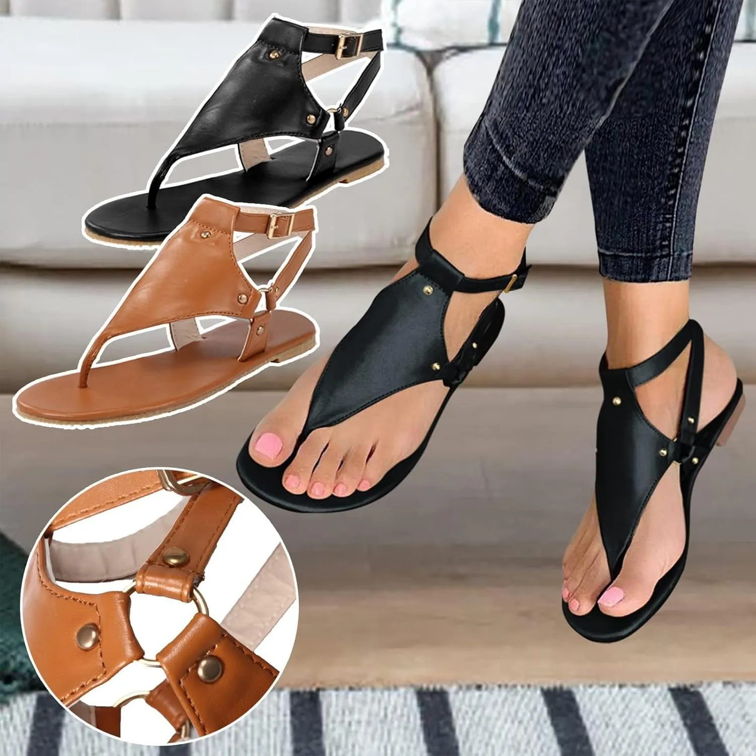 Wedge Sandals for Women Dressy Orthopedic Open Toe Walking Shoes Summer Casual Bohemian Buckle Ankle Strap Sandals Lightweight Comfortable Clip Toe Slip On Sandals Cool Thong Flip Flops
