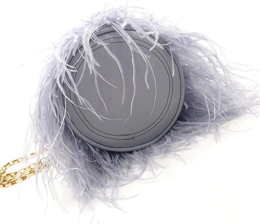 Women Ostrich Fluffy Tote Bag Feather Purse Crossbody Bag Shoulder Bag Evening Clutch Bride Purse Banquet Party Black