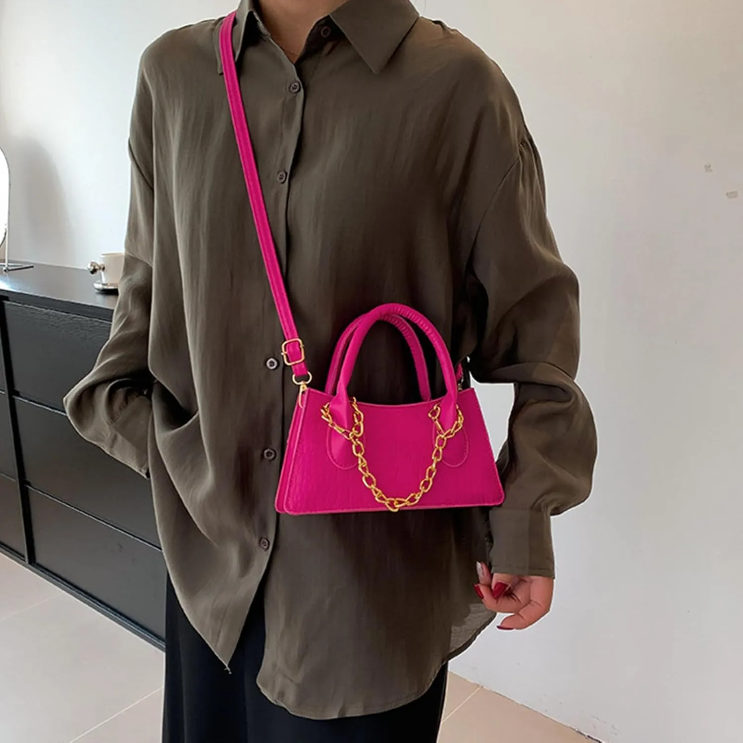 Women PU Leather Handbag Purse Tote Satchel Shoulder Bag Top Handle Bag Clutch Bag with Adjustable Strap (Black)