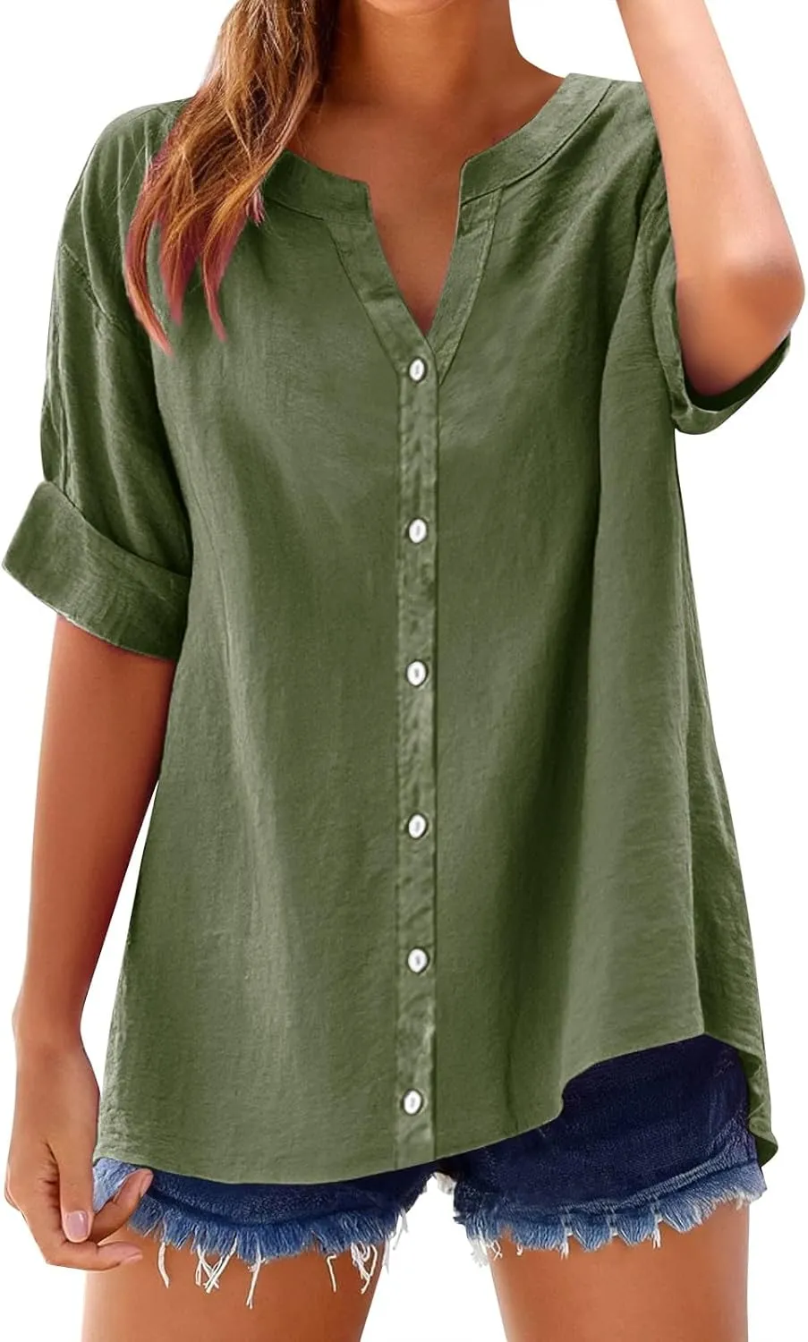 Women Solid Shirt Linen Cotton Long Sleeve Plain Color Blouse Casual Outdoor Activities Stylish Comfortable Tops