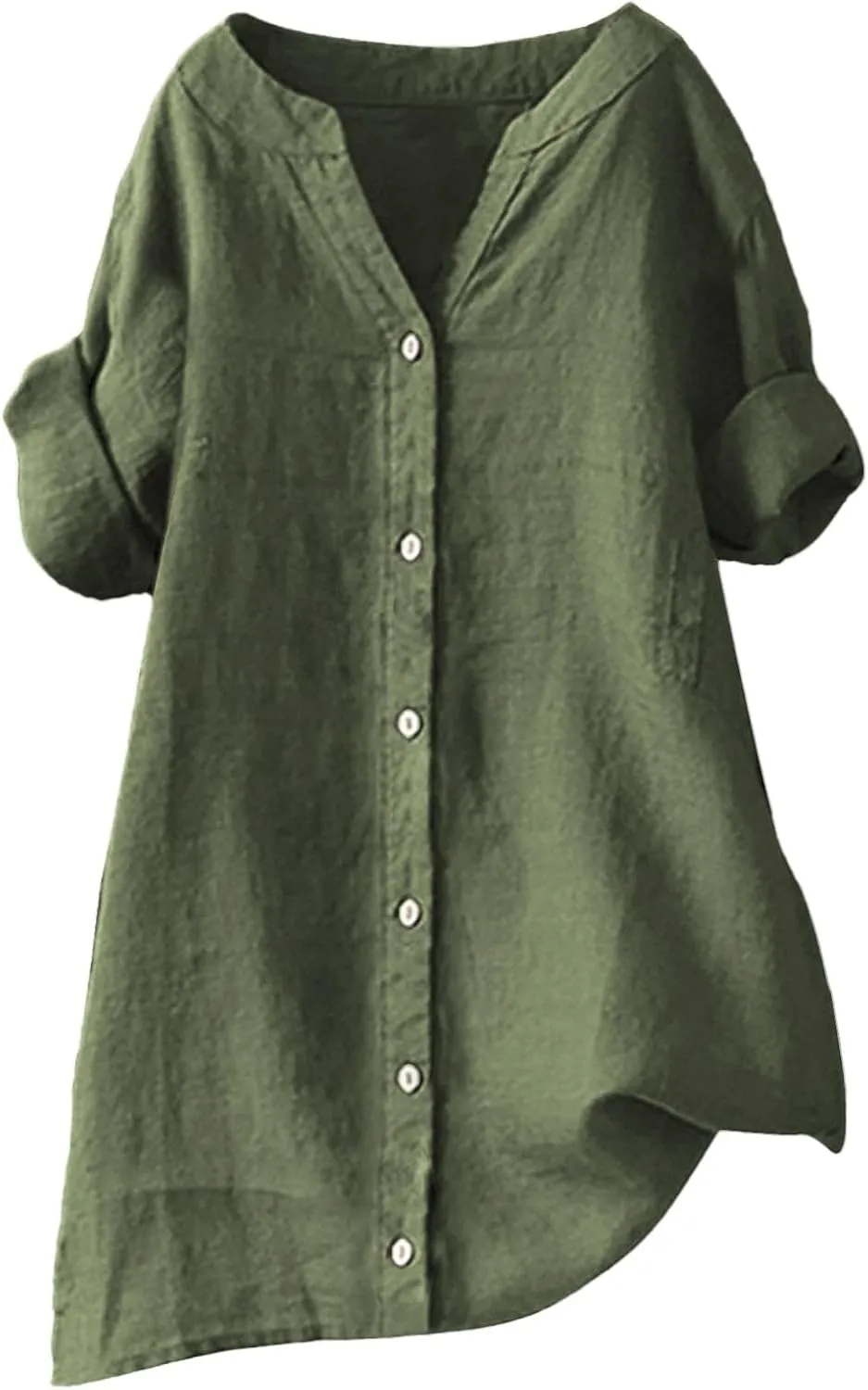 Women Solid Shirt Linen Cotton Long Sleeve Plain Color Blouse Casual Outdoor Activities Stylish Comfortable Tops