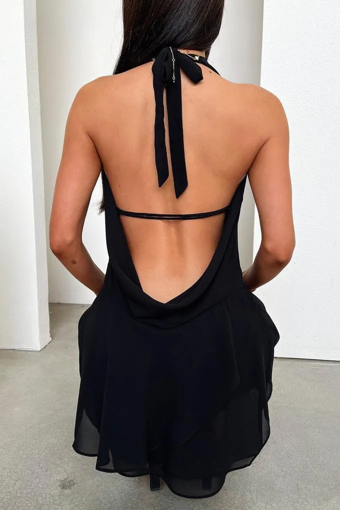 Women Summer Mesh Mini Dress Sexy Halter V Neck Backless Short Dress A Line Going Out Party Cocktail Dresses