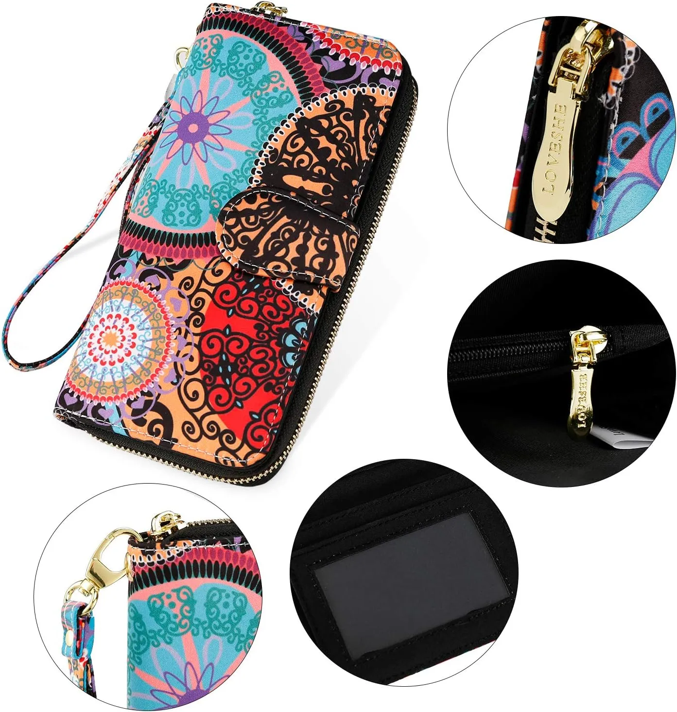 Women Wallet Card RFID For Womens Holder Blocking Credit Small Zipper Purse Pocket Bifold Slim Coin ID Ladies Wristlet Clutch Large Capacity Window Case Travel Zip Women's