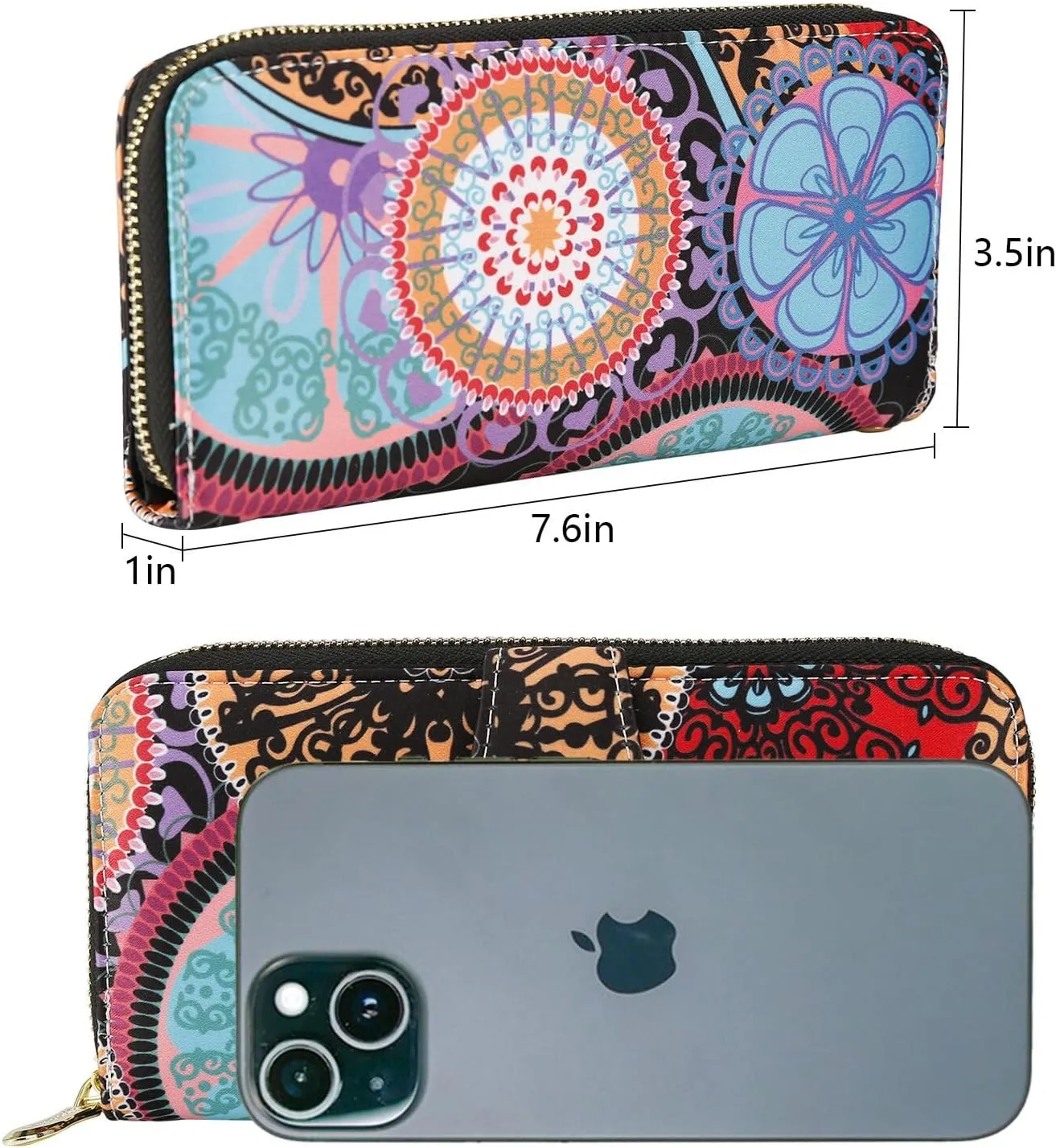 Women Wallet Card RFID For Womens Holder Blocking Credit Small Zipper Purse Pocket Bifold Slim Coin ID Ladies Wristlet Clutch Large Capacity Window Case Travel Zip Women's