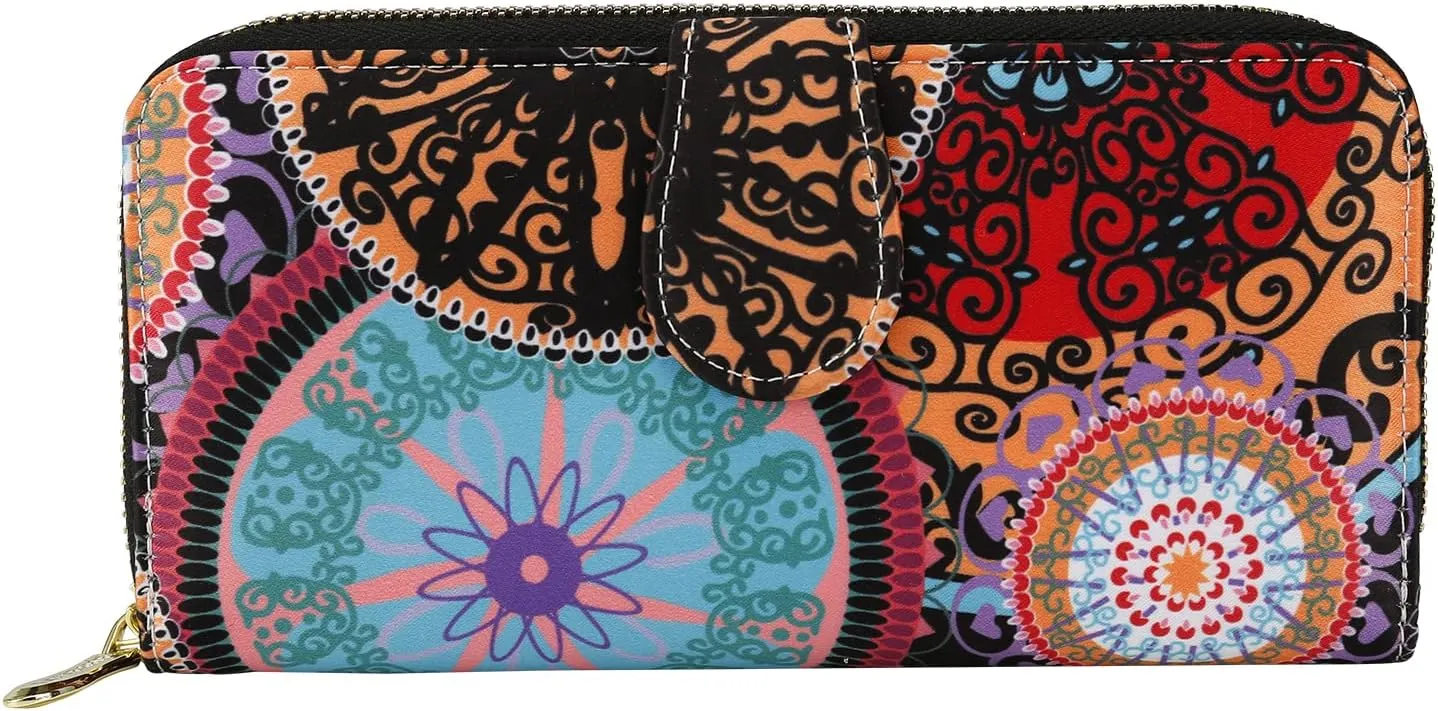 Women Wallet Card RFID For Womens Holder Blocking Credit Small Zipper Purse Pocket Bifold Slim Coin ID Ladies Wristlet Clutch Large Capacity Window Case Travel Zip Women's