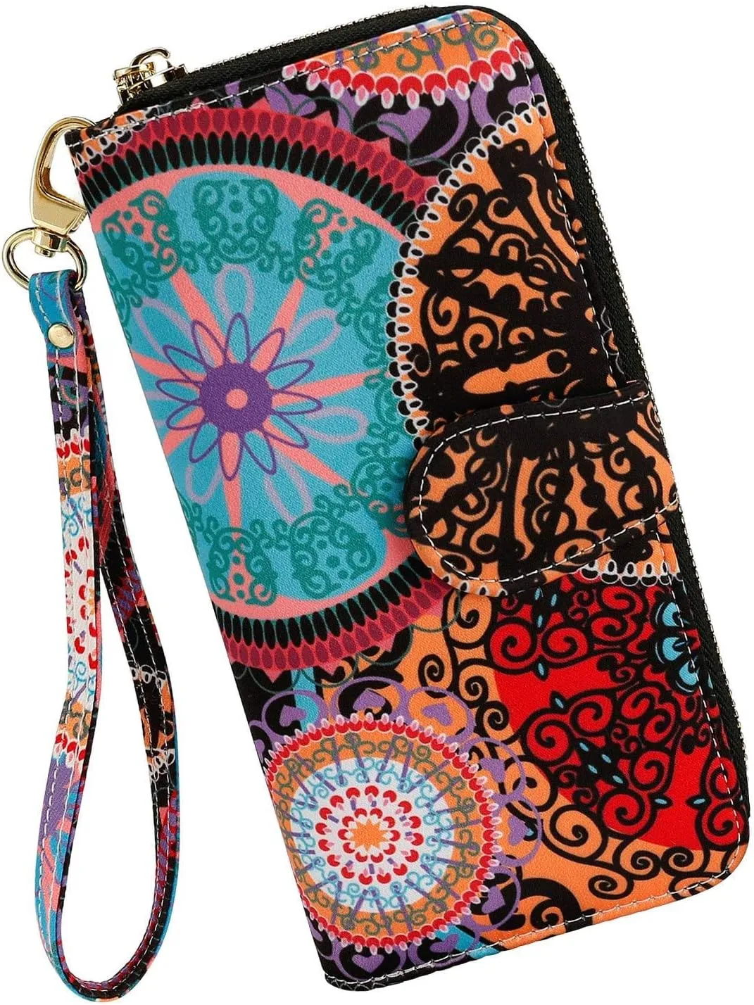 Women Wallet Card RFID For Womens Holder Blocking Credit Small Zipper Purse Pocket Bifold Slim Coin ID Ladies Wristlet Clutch Large Capacity Window Case Travel Zip Women's