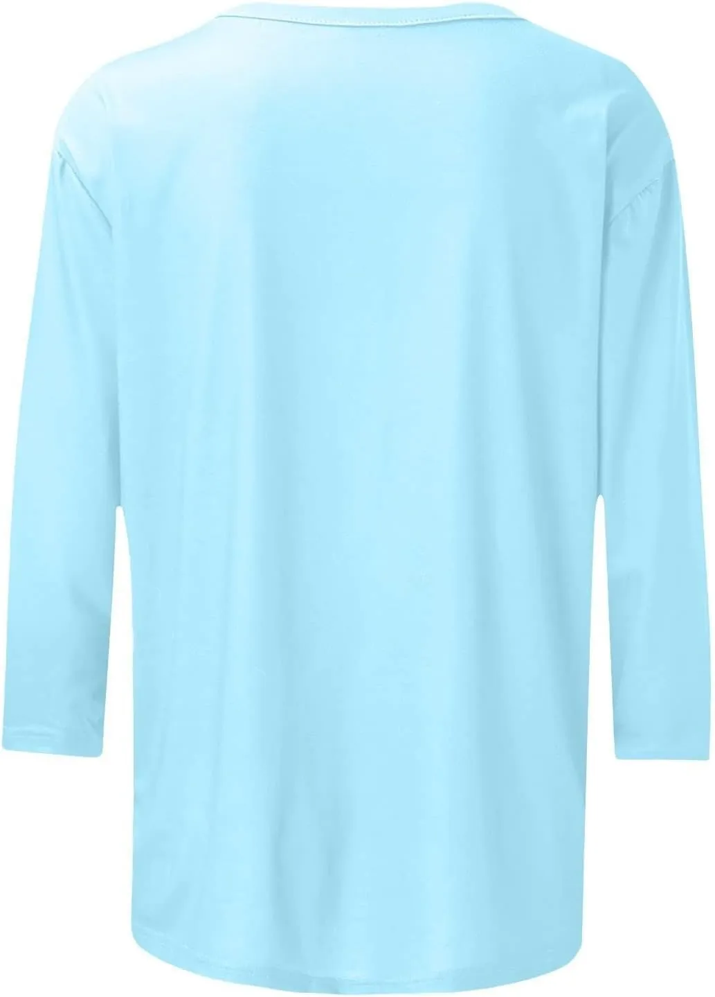 Women's 3/4 Sleeve Tops Trendy Summer 2025 Crew Neck Solid Color T-Shirts Slim Tunic Blouses Loose Fit Workout Outfits