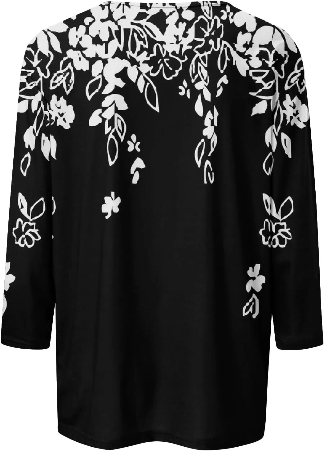 Womens 3/4 Sleeve Tops Womens Blouses Dressy Casual Loose Floral Print Pullover Tops Fall Fashion 2024