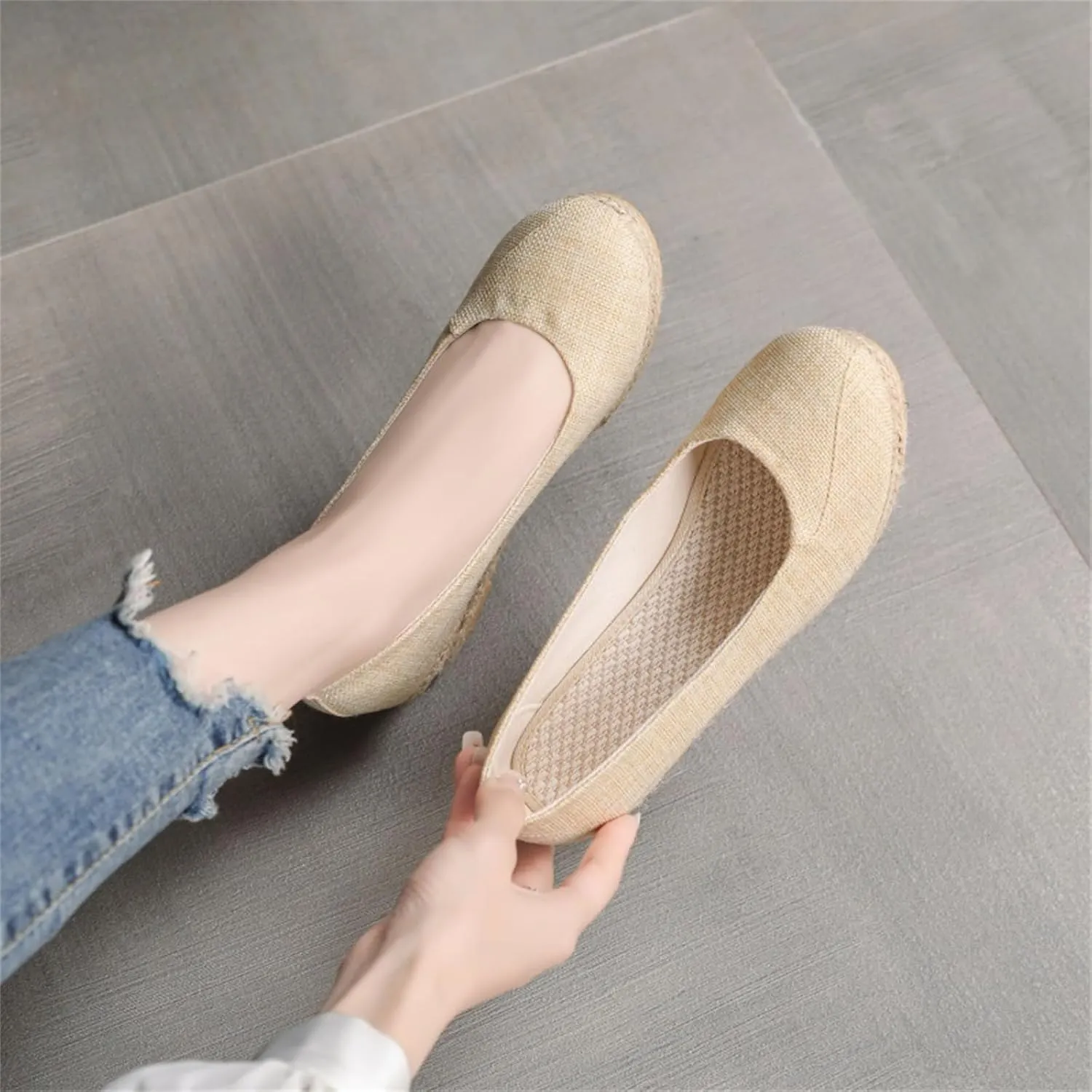Womens Espadrilles Wedges Casual Comfy Closed Toe Platform Sandals High Heels Breathable Slip On Sandals Walking Shoes