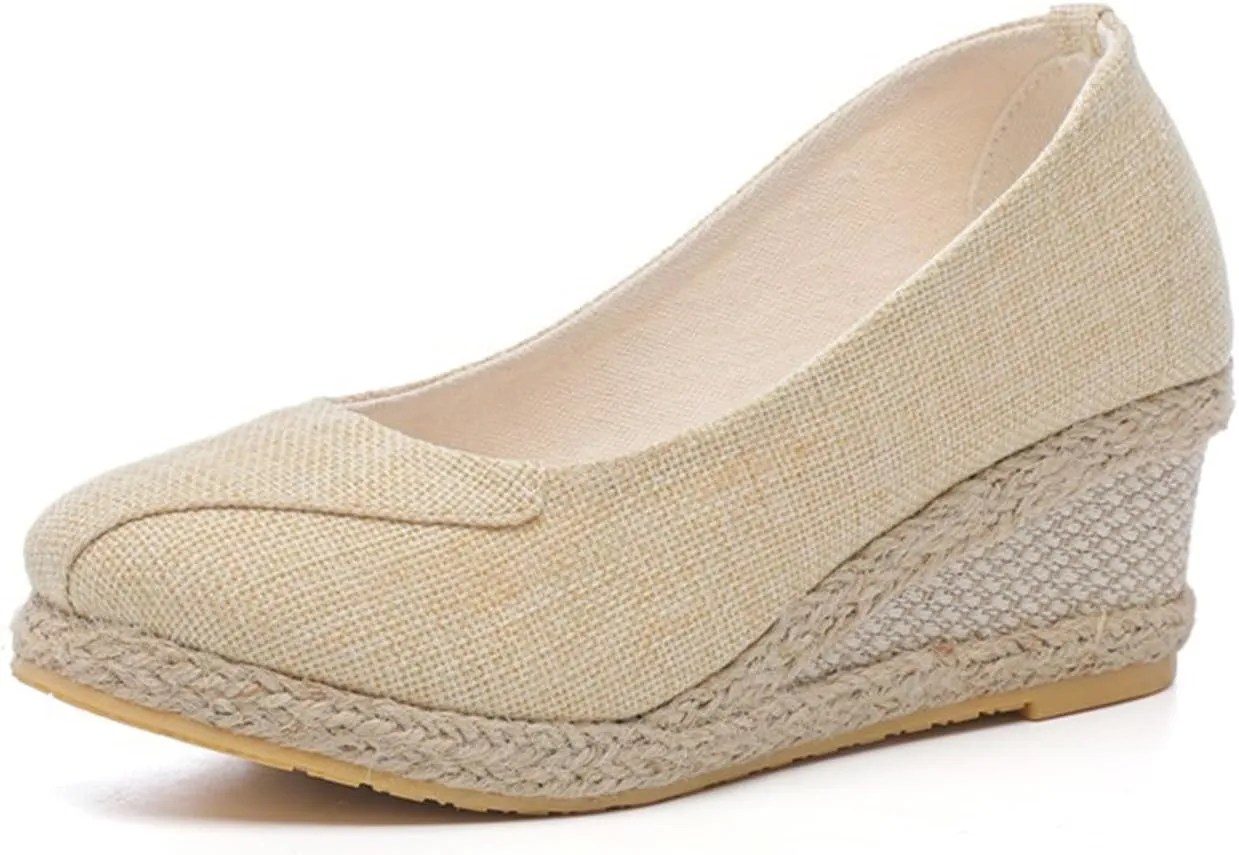 Womens Espadrilles Wedges Casual Comfy Closed Toe Platform Sandals High Heels Breathable Slip On Sandals Walking Shoes