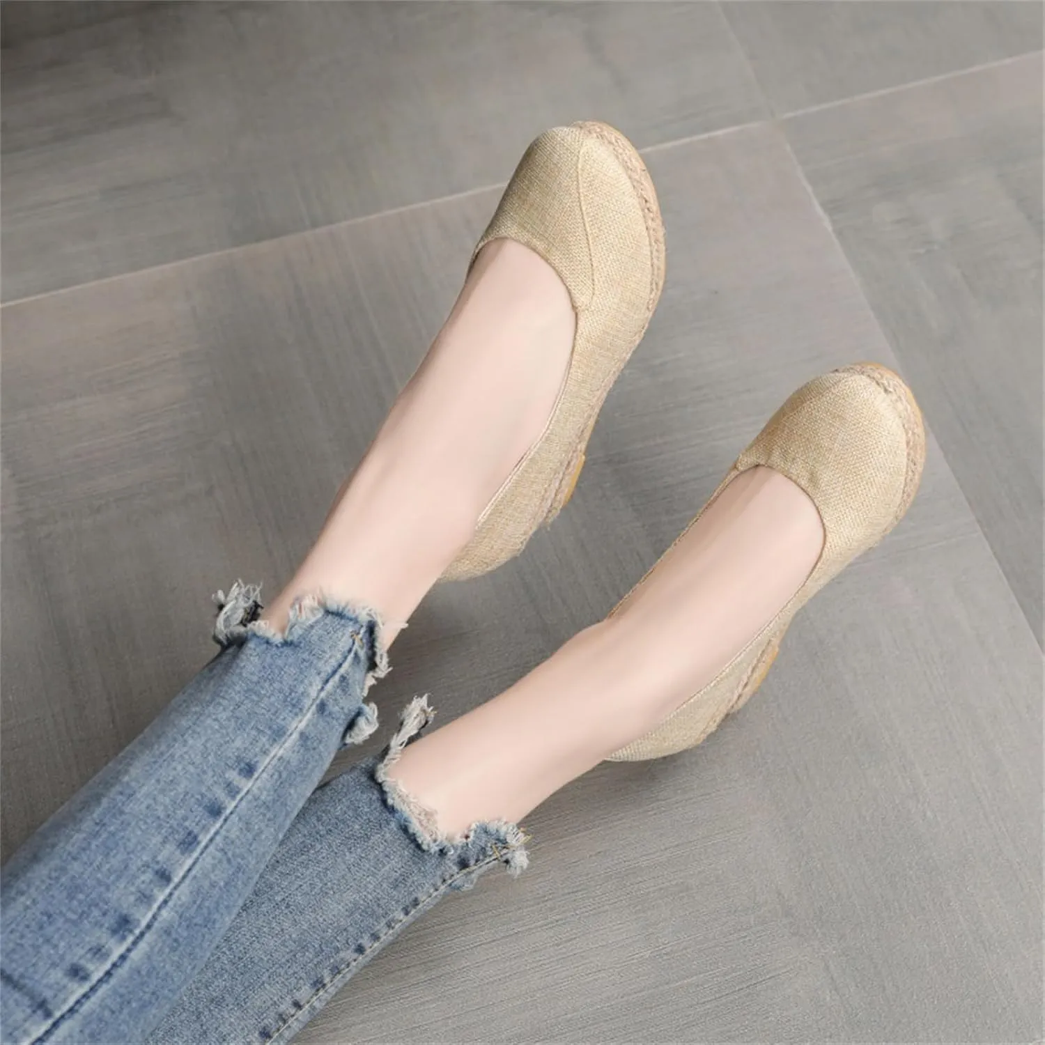 Womens Espadrilles Wedges Casual Comfy Closed Toe Platform Sandals High Heels Breathable Slip On Sandals Walking Shoes