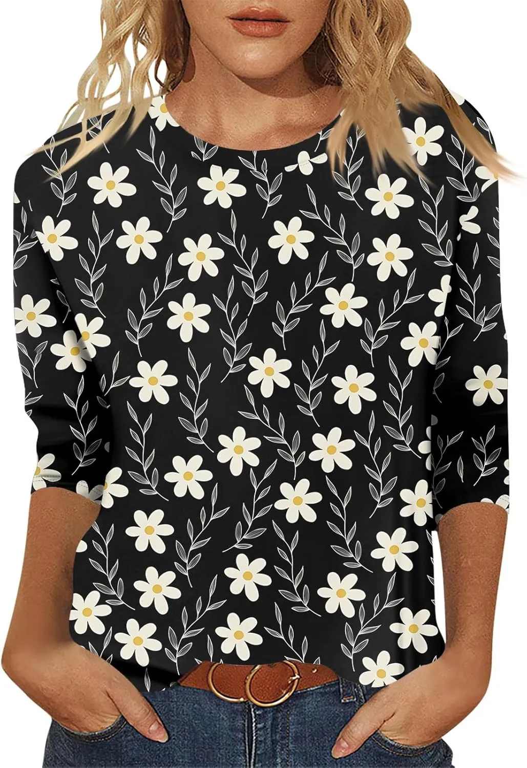 Women's Floral Print Casual T-Shirt, Purple Design,Comfortable and Stylish,Perfect for Everyday Wear