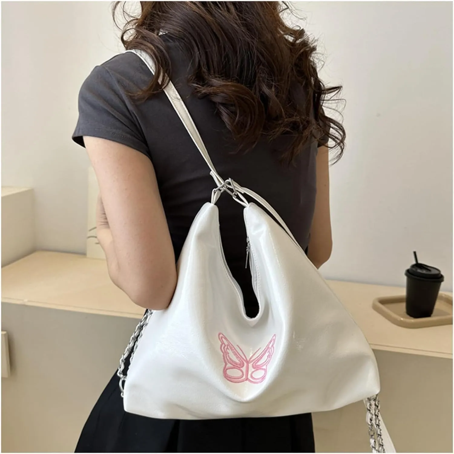 Women's Hobo Bag Shoulder Bags PU Leather Clutch Handbag Purse Travel Backpack Chain Bag for Work Travel