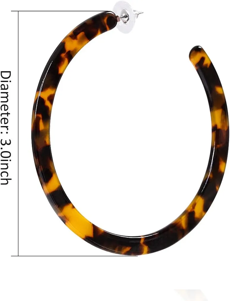 Womens Mottled Hoop Earrings Bohemia Acrylic Resin Hoops Stud Earrings