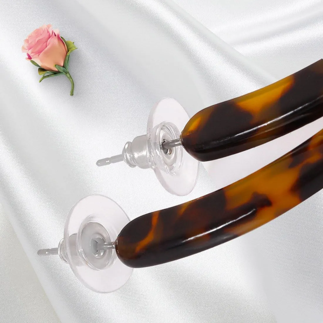 Womens Mottled Hoop Earrings Bohemia Acrylic Resin Hoops Stud Earrings