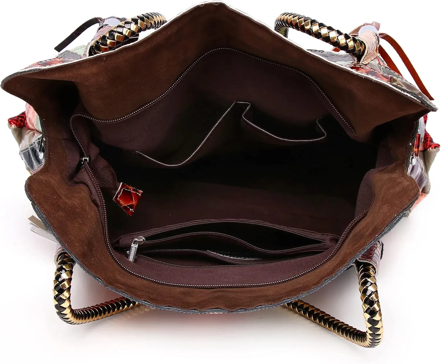 Womens Multicolor Boston Bag Genuine Leather Colorful Patchwork Large Tote Handbag Hobo Crossbody Bag Hobo Purse