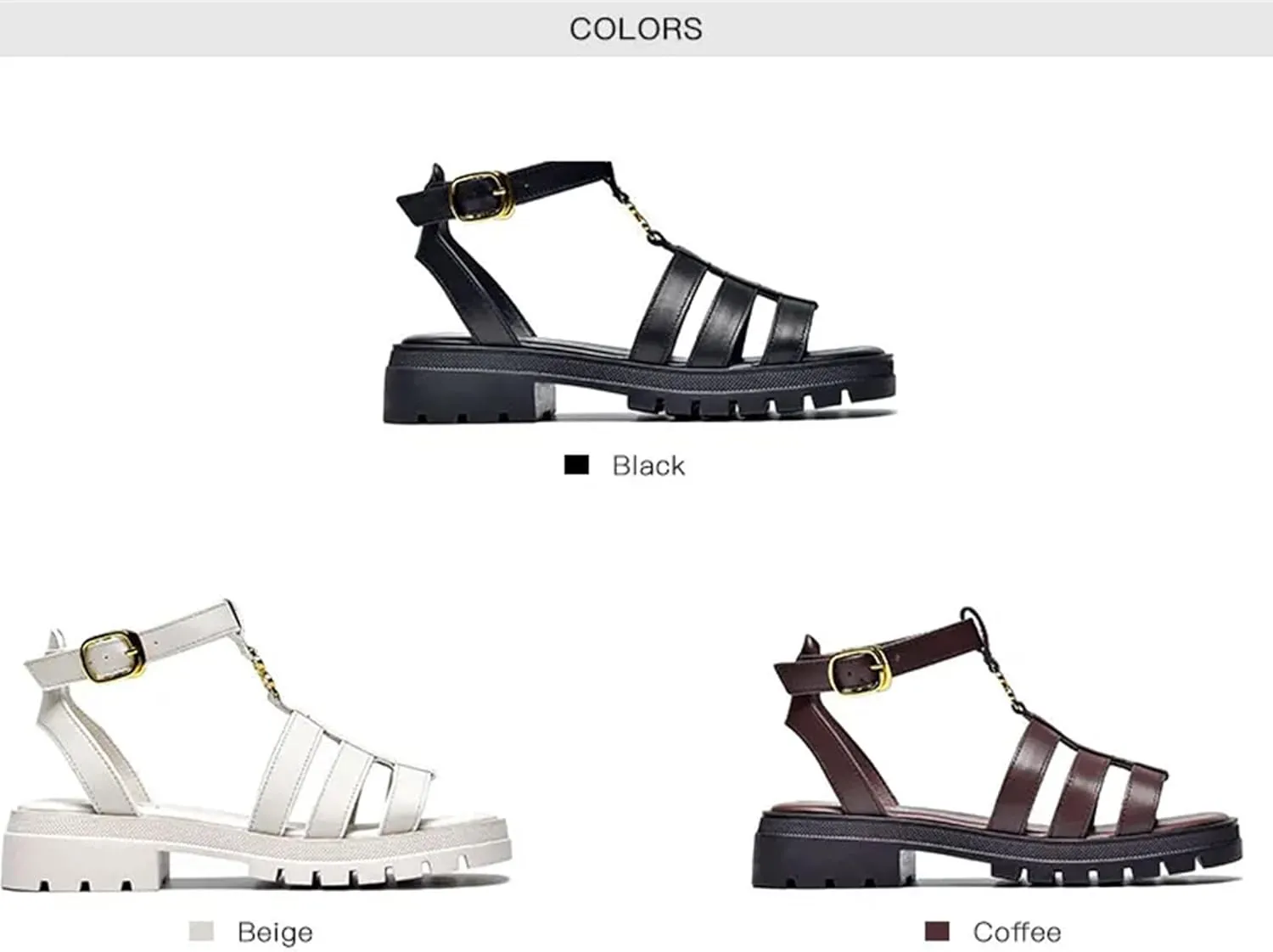 Women's Open Toe Gladiator Sandals - Metal Buckle Slingback Summer Flats