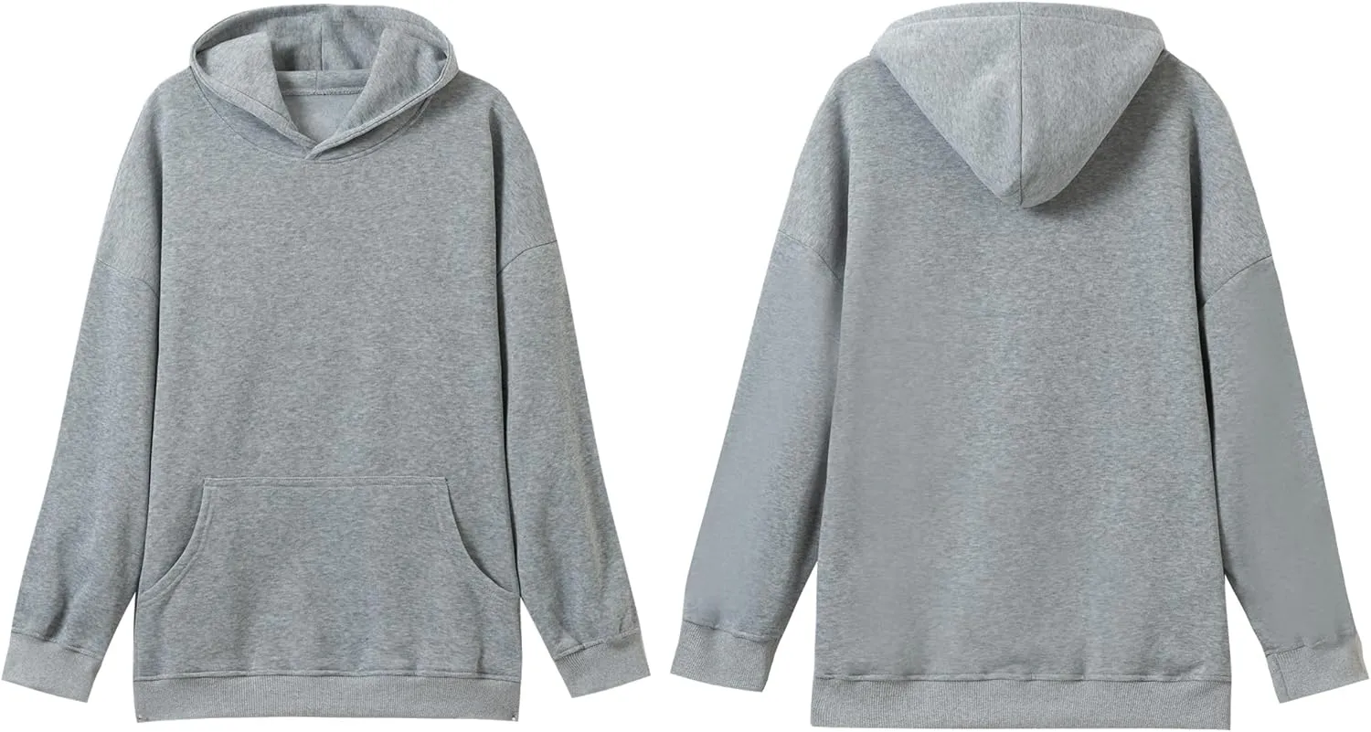 Women's Pure Color Long Sleeve Sweatshirts - Comfortable Casual Pullover Hoodies with Pockets