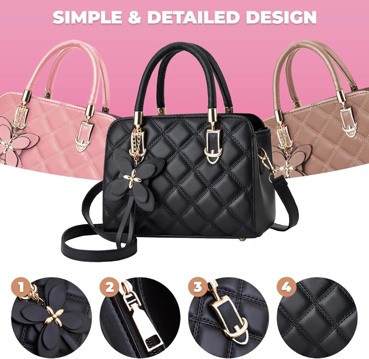 Womens Shoulder Bag, Small Crossbody Handbag, Spacious, Multiple pockets, Adjustable strap