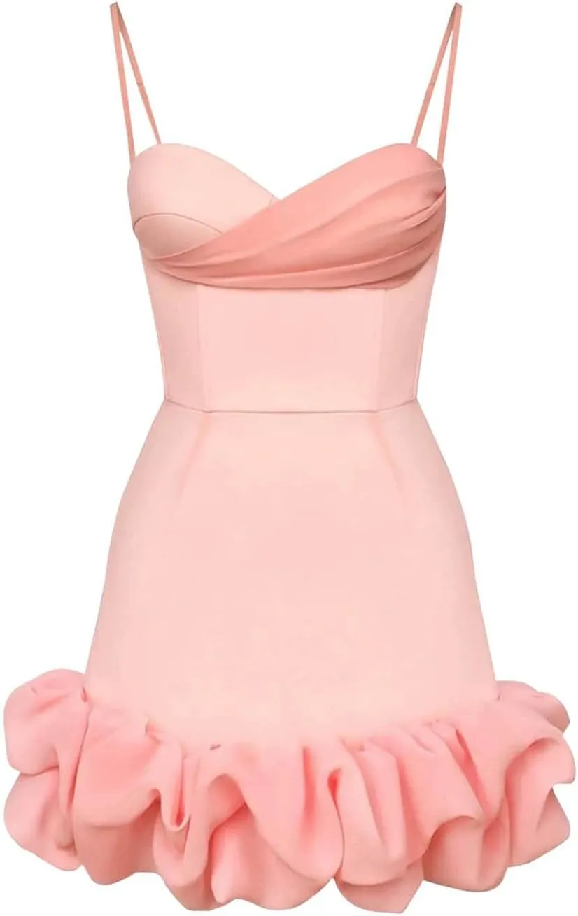 Women's Summer Bubble Mini Dresses 2025 Strapless Ruffle Skirt Flowy A Line Dress Prom Gowns Party Clubwear