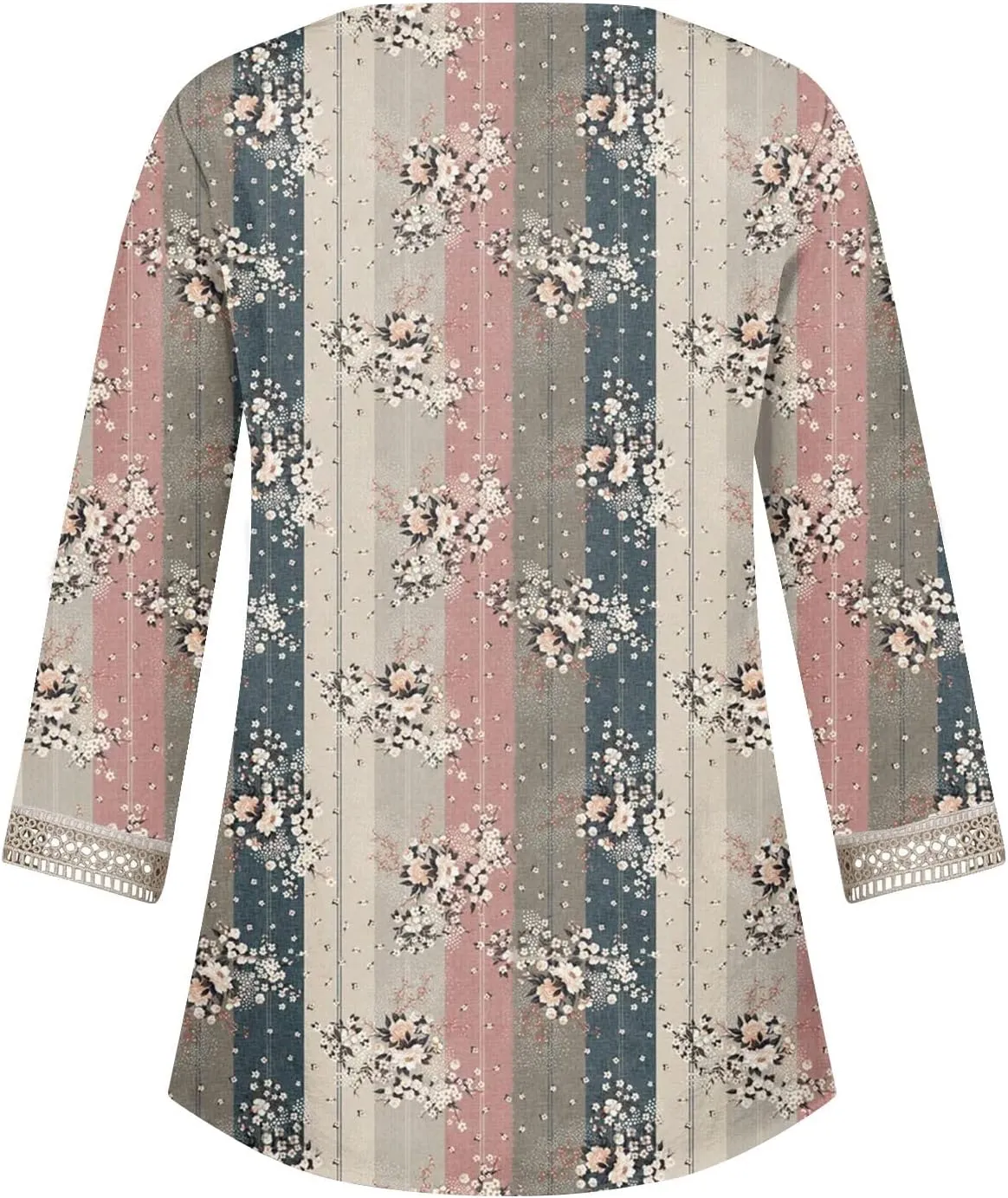Womens Tops 3/4 Sleeve V Lace-Neck Cute Shirts Casual Print Trendy Tops Three Guarter Length T Shirt Spring Summer Pullover