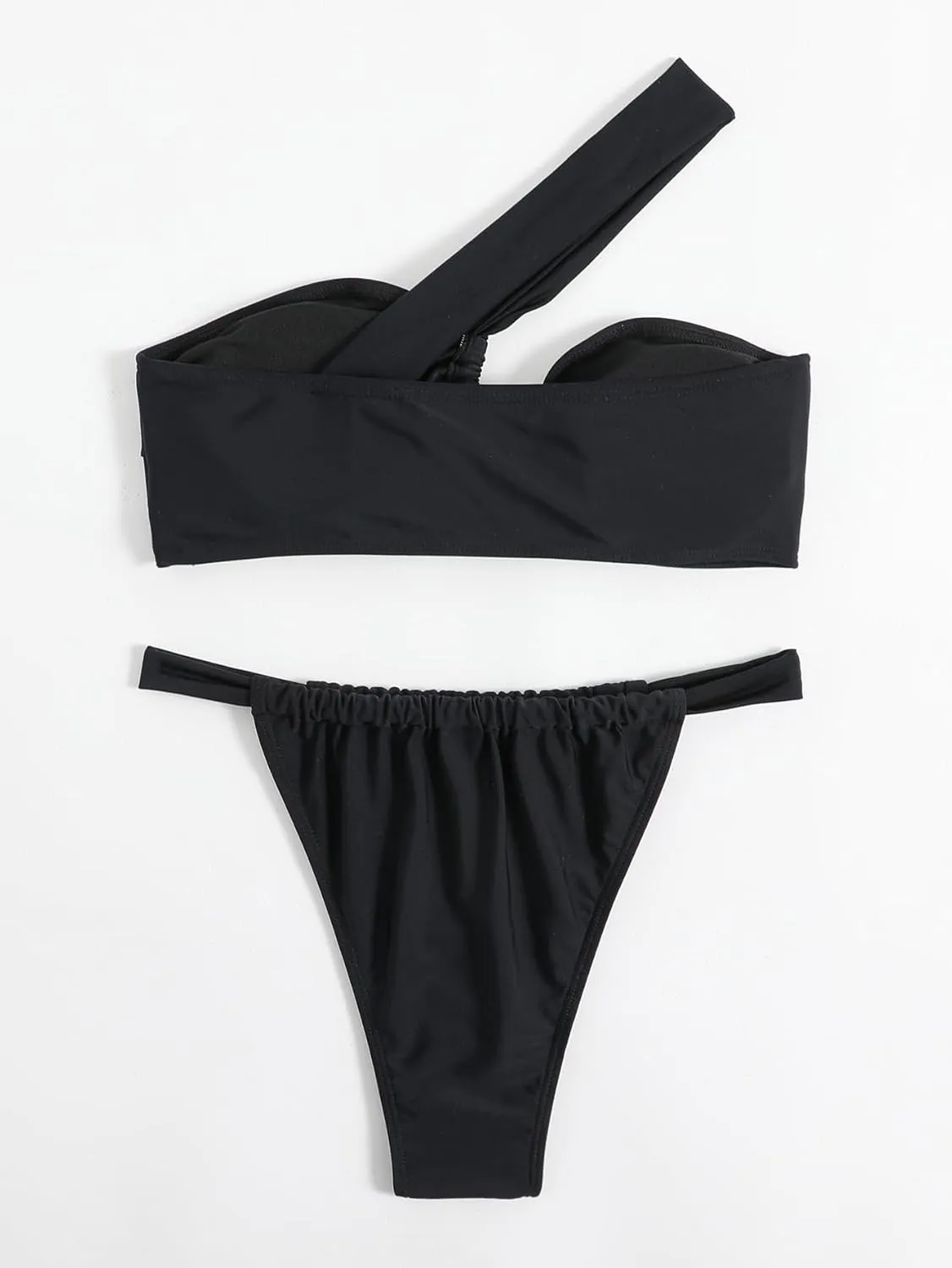 Women's Twist Front Bikini Set One Shoulder Bathing Suit Swimsuits