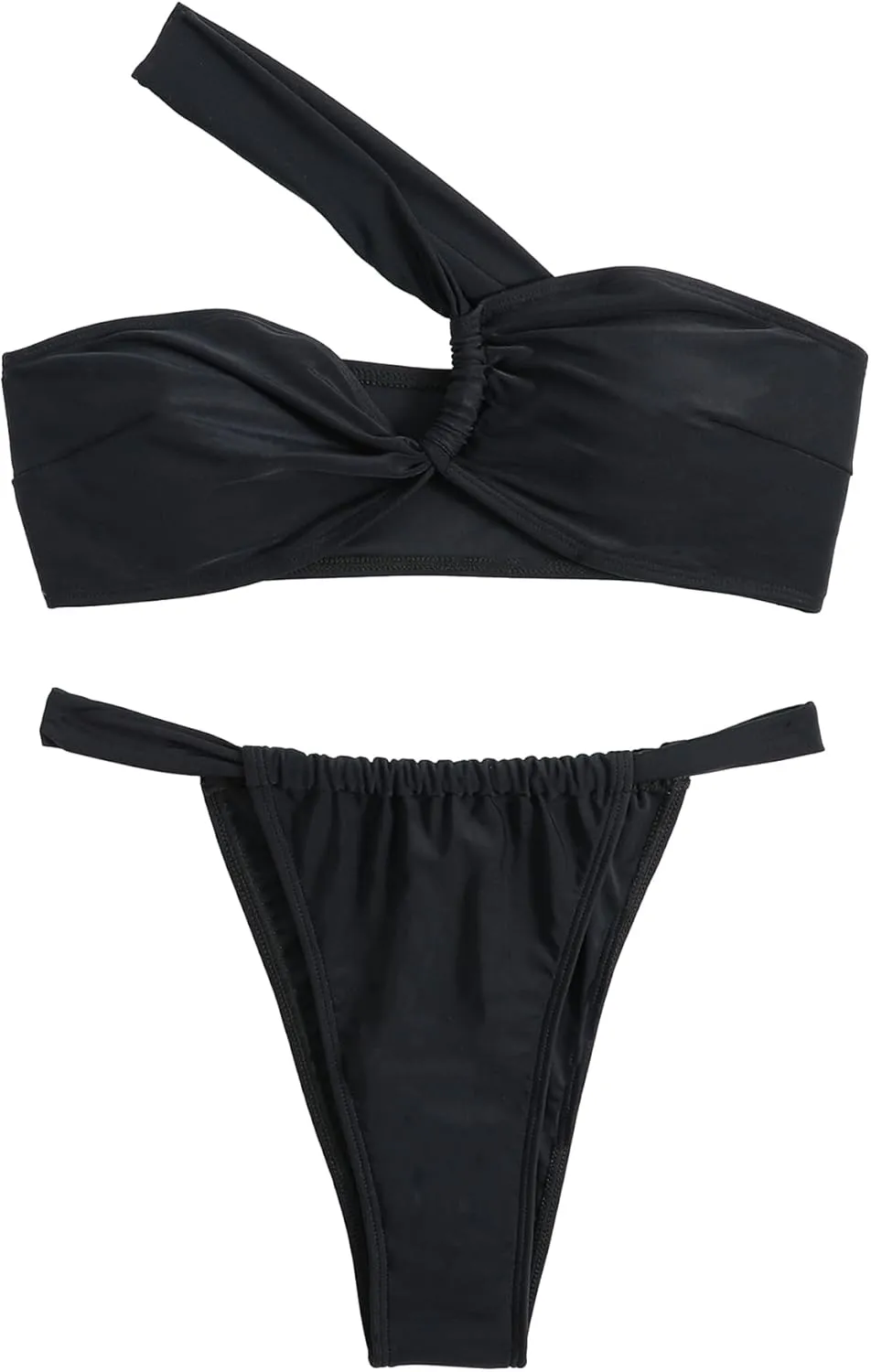 Women's Twist Front Bikini Set One Shoulder Bathing Suit Swimsuits
