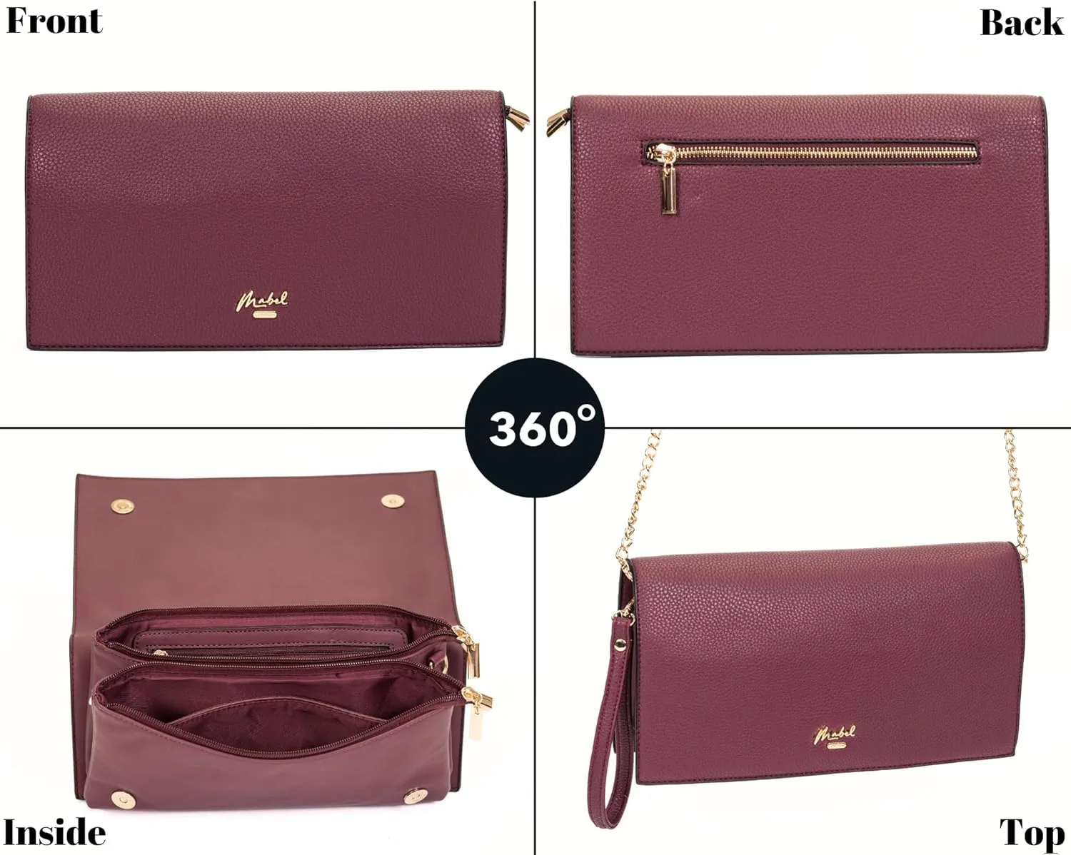 Women's Wristlet Clutch  Spacious Multi-Compartment Purse with Long Strap  Eva