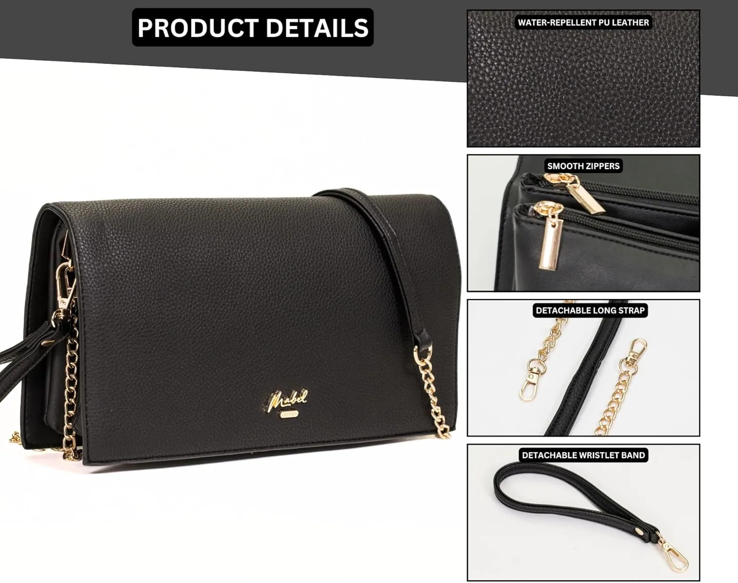Women's Wristlet Clutch  Spacious Multi-Compartment Purse with Long Strap  Eva