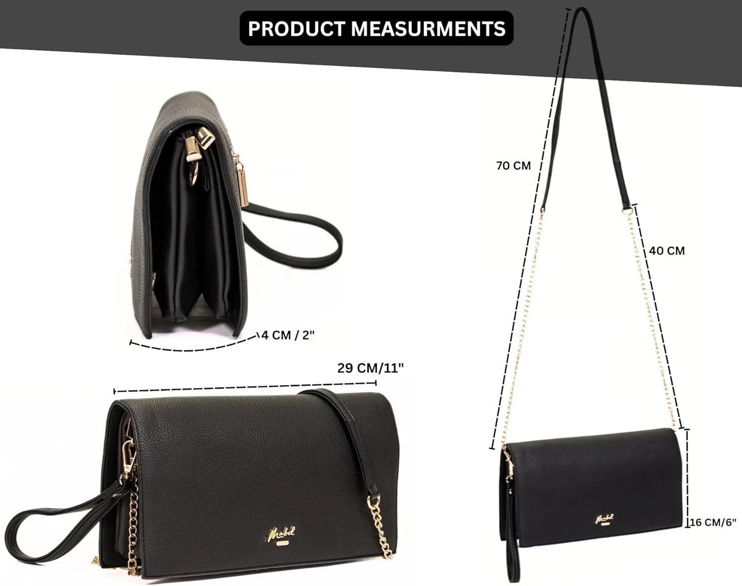 Women's Wristlet Clutch  Spacious Multi-Compartment Purse with Long Strap  Eva