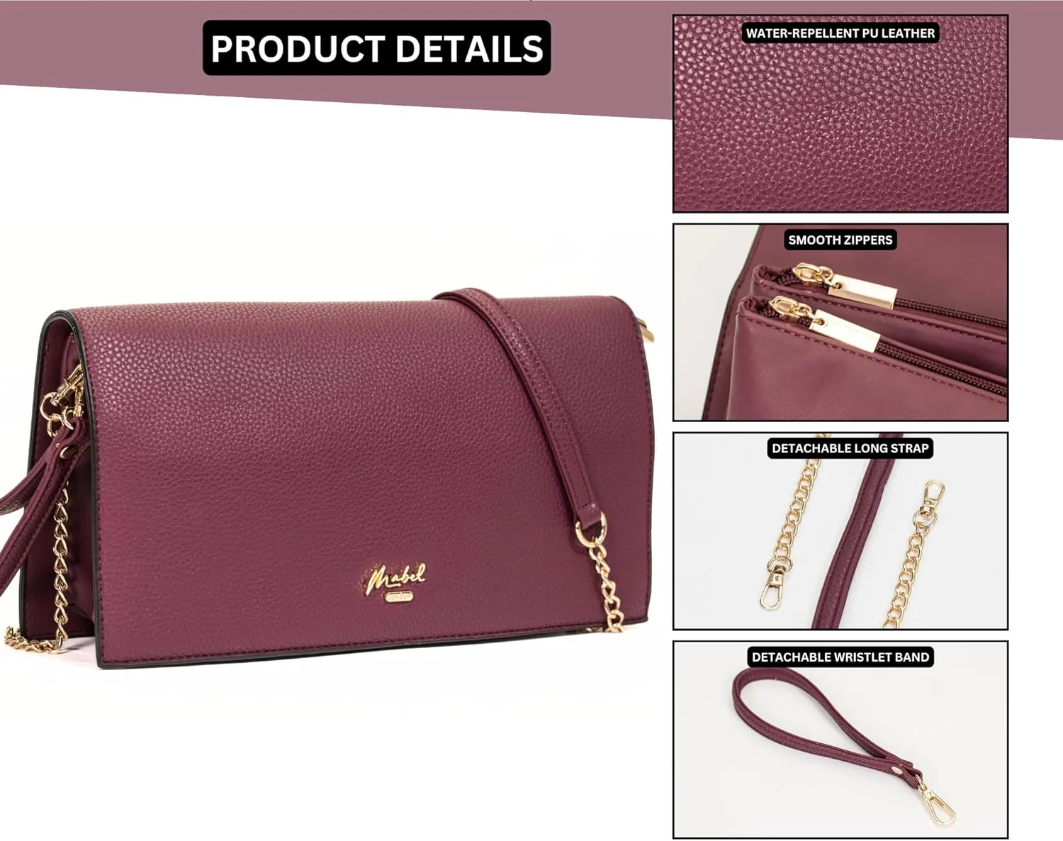 Women's Wristlet Clutch  Spacious Multi-Compartment Purse with Long Strap  Eva