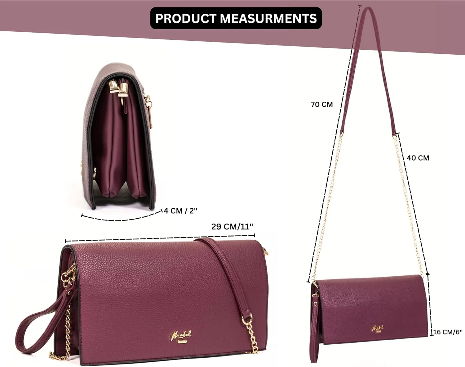 Women's Wristlet Clutch  Spacious Multi-Compartment Purse with Long Strap  Eva