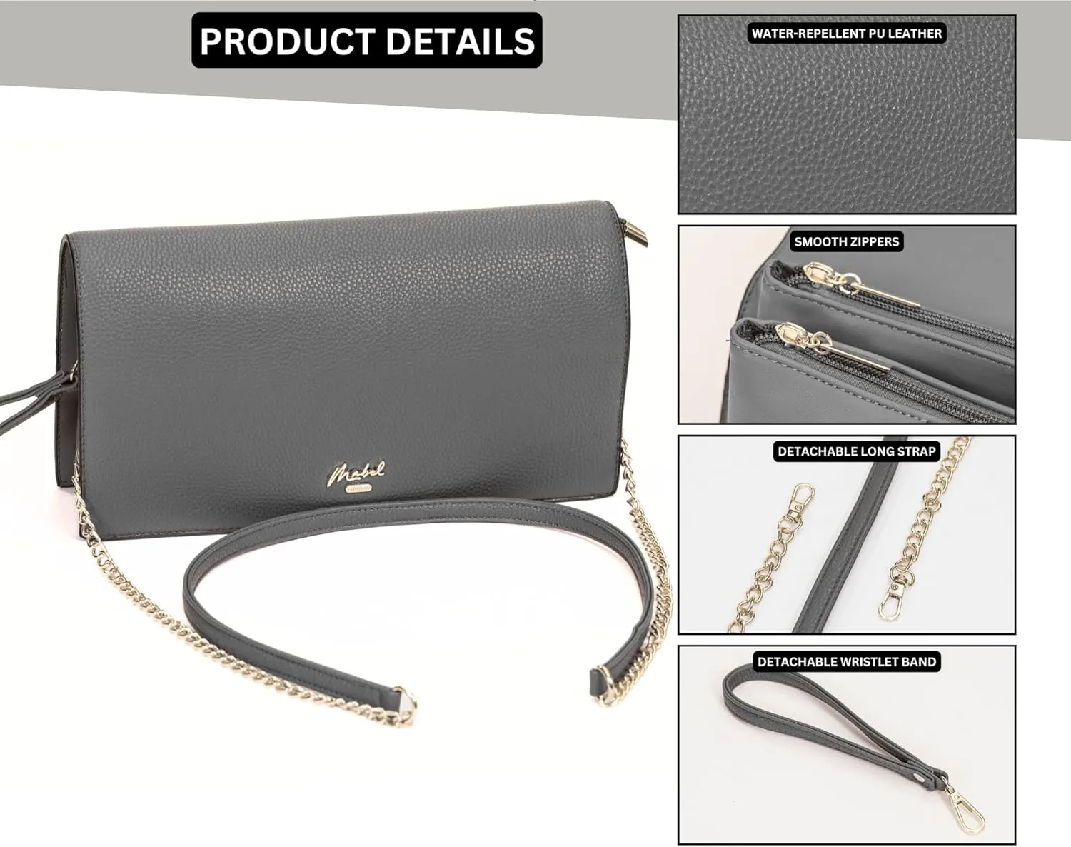 Women's Wristlet Clutch  Spacious Multi-Compartment Purse with Long Strap  Eva