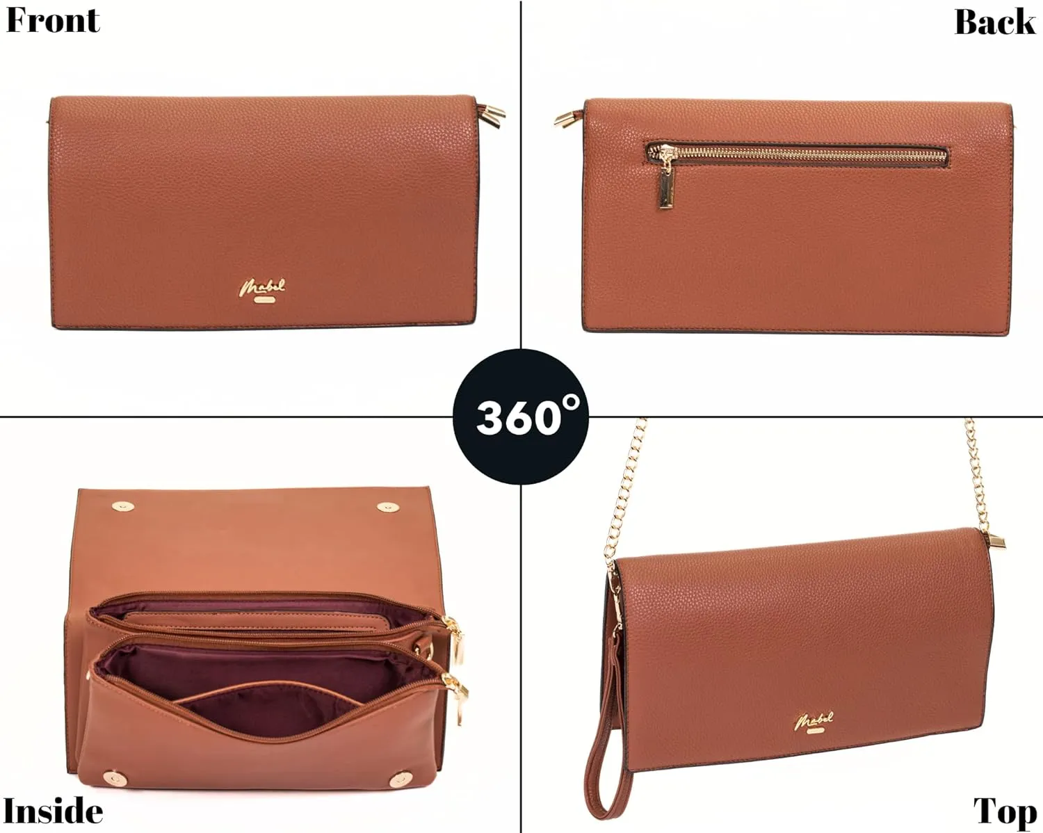 Women's Wristlet Clutch  Spacious Multi-Compartment Purse with Long Strap  Eva