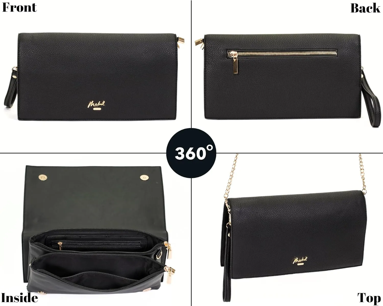 Women's Wristlet Clutch  Spacious Multi-Compartment Purse with Long Strap  Eva