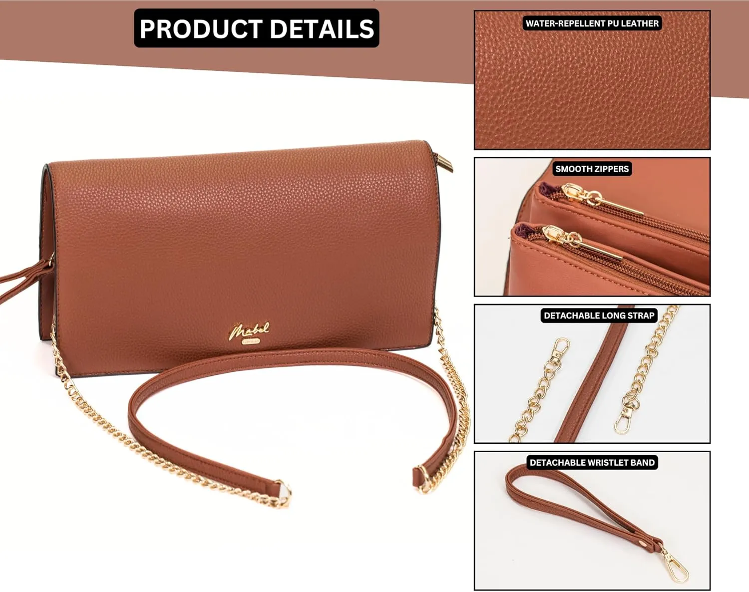 Women's Wristlet Clutch  Spacious Multi-Compartment Purse with Long Strap  Eva
