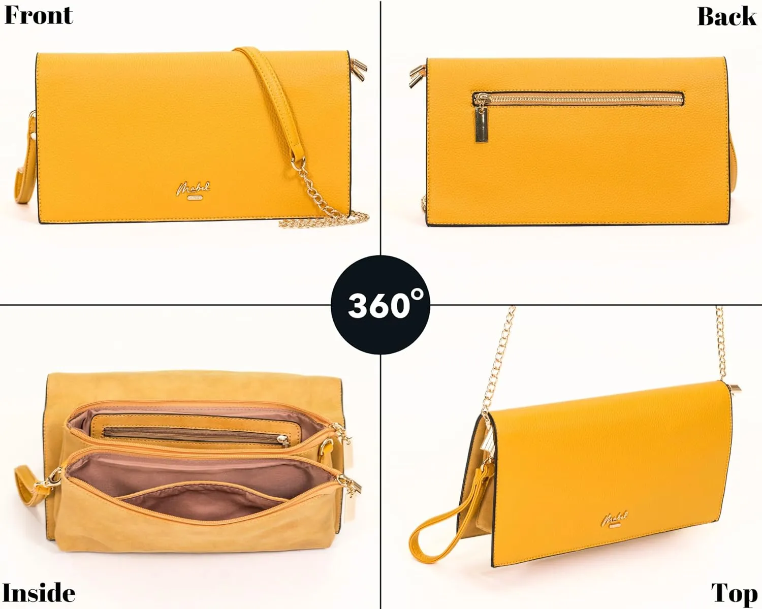 Women's Wristlet Clutch  Spacious Multi-Compartment Purse with Long Strap  Eva