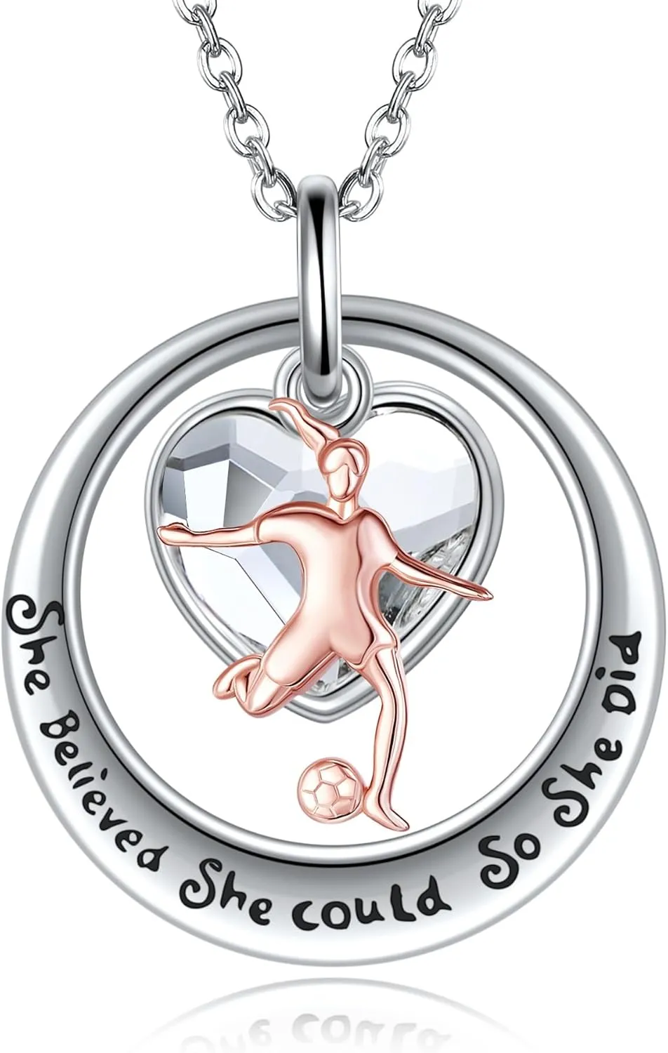 YFN Sport Lovers Jewelry Gifts Sterling Silver Cheerleading Cheer Soccer Golf Volleyball Gymnastics Basketball Ballerina Softball Pendant Necklace for Women and Sport Fans
