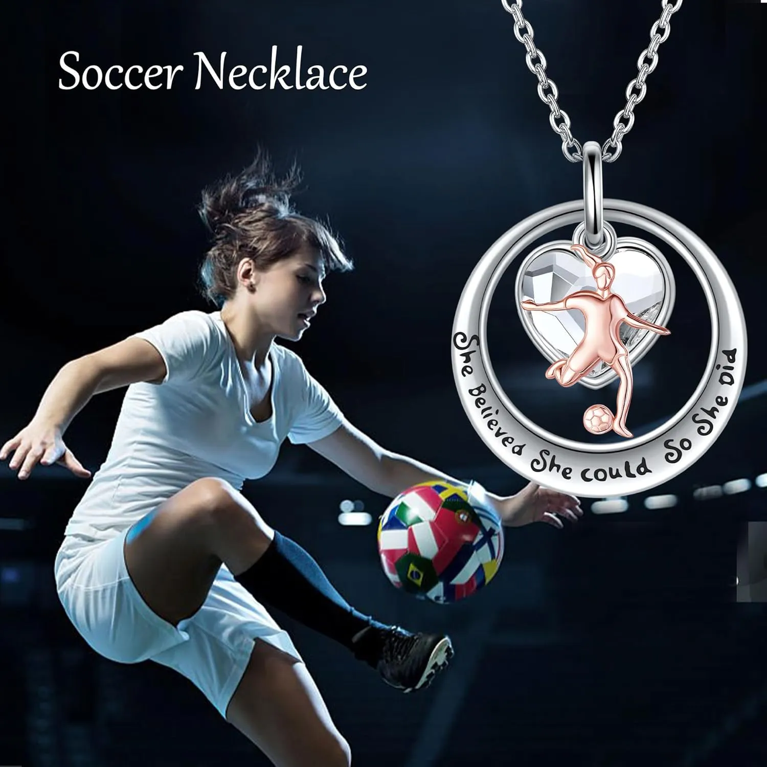 YFN Sport Lovers Jewelry Gifts Sterling Silver Cheerleading Cheer Soccer Golf Volleyball Gymnastics Basketball Ballerina Softball Pendant Necklace for Women and Sport Fans