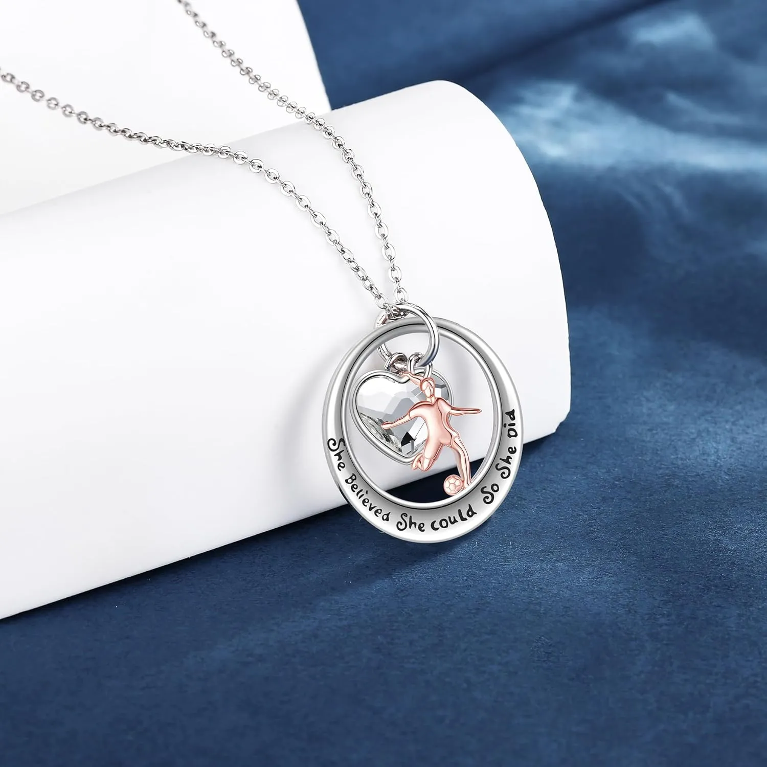 YFN Sport Lovers Jewelry Gifts Sterling Silver Cheerleading Cheer Soccer Golf Volleyball Gymnastics Basketball Ballerina Softball Pendant Necklace for Women and Sport Fans